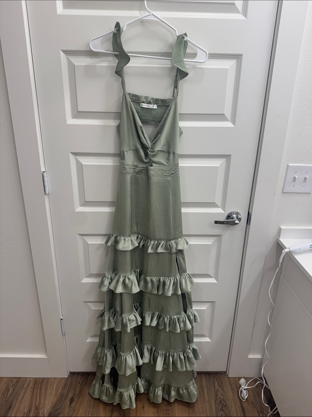 Altar'd State Sage Green Ruffle Maxi Dress